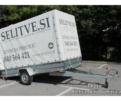 Najem prikolice NIEWIADOW za prevoz ATV štirikolesnikov, motornih sani, itd... Izposoja d.o.o.